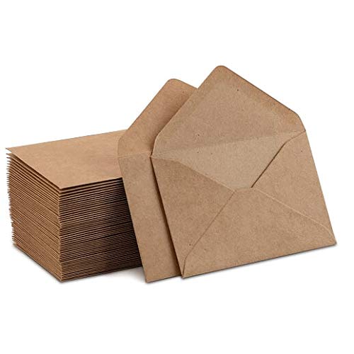 Kraft Mini Envelopes Brown Kraft Envelopes for Gift Cards and Business Cards (4"x2.75" 100 Pack)