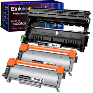e-z ink (tm) compatible toner cartridge and drum unit replacement for brother tn450 tn420 dr420 to use with hl-2270dw hl-2280dw hl-2230 hl-2240 mfc-7360n mfc-7860dw 2840 2940 (2 toner 1 drum) 3 pack