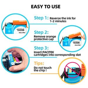 PACITEK Compatible Ink Cartridge Replacement for HP 902 XL 902XL with Advanced Chip Technology to use with Officejet Pro 6974 6968 6978 6975 6960 Officejet 6951 6954 6956 6958 6950 6962(4 Pack)