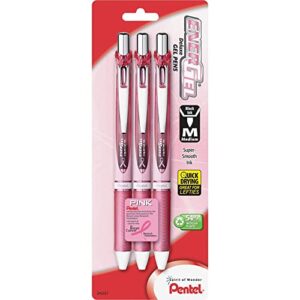 Pentel® EnerGel® RTX Retractable Liquid Gel Pens, Medium Point, 0.7 mm, 54% Recycled, Assorted Barrel Colors, Black Ink, Pack Of 3 Pens