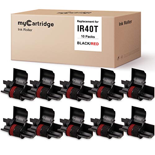 MYCARTRIDGE IR40T IR-40T CP-13 NR-42(10-Pack) Compatible with Calculator Ink Roller Replacement for IR-40T CP-13-Black & Red