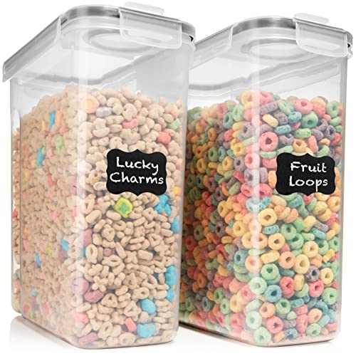 Shazo 2PC 6.3L /213OZ EXTRA Large Airtight Food Storage Cereal Containers for Bulk Food Storage BPA-Free Plastic Cereal Container with Labels & pen Pantry Organization and Storage Canister for Rice, Pasta, Sugar & Flour