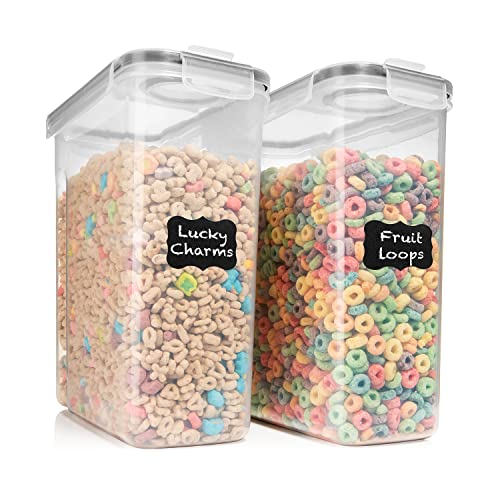 Shazo 2PC 6.3L /213OZ EXTRA Large Airtight Food Storage Cereal Containers for Bulk Food Storage BPA-Free Plastic Cereal Container with Labels & pen Pantry Organization and Storage Canister for Rice, Pasta, Sugar & Flour