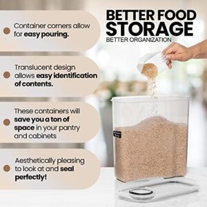 Shazo 2PC 6.3L /213OZ EXTRA Large Airtight Food Storage Cereal Containers for Bulk Food Storage BPA-Free Plastic Cereal Container with Labels & pen Pantry Organization and Storage Canister for Rice, Pasta, Sugar & Flour