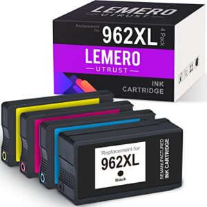 lemeroutrust 962xl remanufactured ink cartridge replacement for hp 962 962xl use with hp officejet pro 9015 9010 9025 9020 9018 9012 9028 (black cyan magenta yellow, 4-pack)