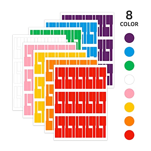 480 Pcs Cable Labels Tags with Permanent Marker for Handwriting, LabelChoice 8 Colors 16 Sheet Waterproof Wire Labels for Computer Wire Cable Management, Tear Resistant Cord Labels for Electronic