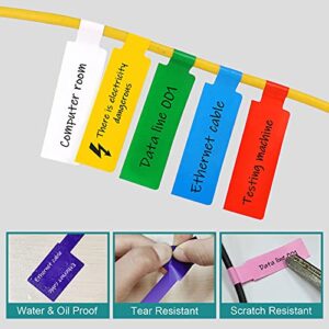 480 Pcs Cable Labels Tags with Permanent Marker for Handwriting, LabelChoice 8 Colors 16 Sheet Waterproof Wire Labels for Computer Wire Cable Management, Tear Resistant Cord Labels for Electronic