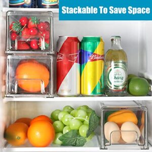 Moretoes Fridge Drawers 3 Pack Clear Stackable Pull Out Refrigerator Organizer Bins, Kitchen Organization Cabinet Fridge Organizer, Pantry Organization and Food Storage Containers