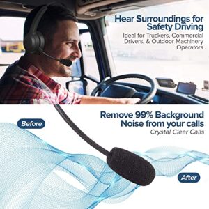 Derico Trucker Bluetooth Headset with Noise Cancelling Microphone & Mute Button for Cell Phones | Telephone Headsets for Office Phones | On-Ear Headphones for Microsoft, Call Center, Trucker Headset