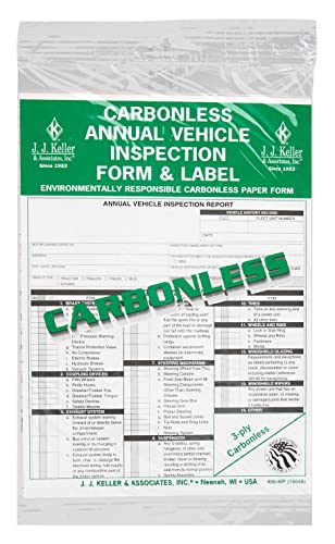 Annual Vehicle Inspection Report (Shrinkwrapped Snap-Out Format, 3-Ply Carbonless, 8.5" x 11.75") with Label (2-Ply Vinyl with Mylar Laminate, 5" x 4") - 10-pk.