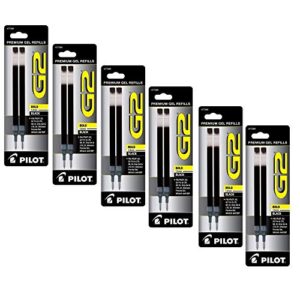 value pack of 6, pilot g2 roller ball ink refills, bold, black, 6 packs = 12 refills, (77289)