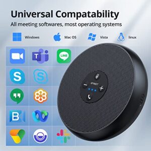 EMEET USB Speakerphone M1A Zoom Certified AI Mics 360° Voice Pickup USB Type C-A Plug&Play Fast Mute Laptop Mic&Speaker Noise Reduction Echo Cancellation Conference Computer Speakers with Microphone