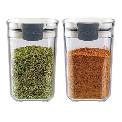 Progressive International PKS-410 Prepworks ProKeeper Seasoning Keeper Spice Airtight Food Storage Containers, Clear (2 Pack)