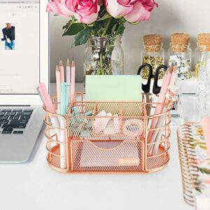 Spacrea Desk Organizers and Accessories, Office Organizer Pencil Holder for Desk, Desk Office Supplies Organizer (Rose Gold)