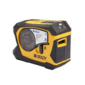brady m211 portable bluetooth label printer – design. preview. print. all from your phone. yellow/black 4 in h x 5.4 in w x 2.6 in d