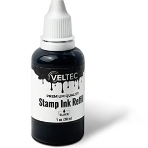 Veltec Self-Inking Stamp Refill Ink, Squeeze Bottle – 1 oz. (Black)