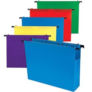 1intheoffice poly expanding hanging file folders, letter size, assorted, 5/pack
