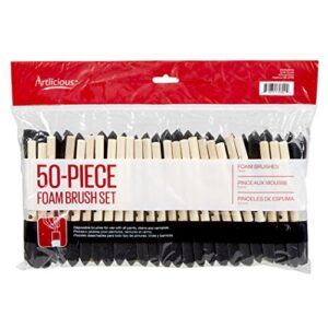 artlicious foam brush set – pack of 50 disposable, 1-inch sponge paint brushes for acrylic painting, staining, varnishes & diy craft projects – art supplies﻿
