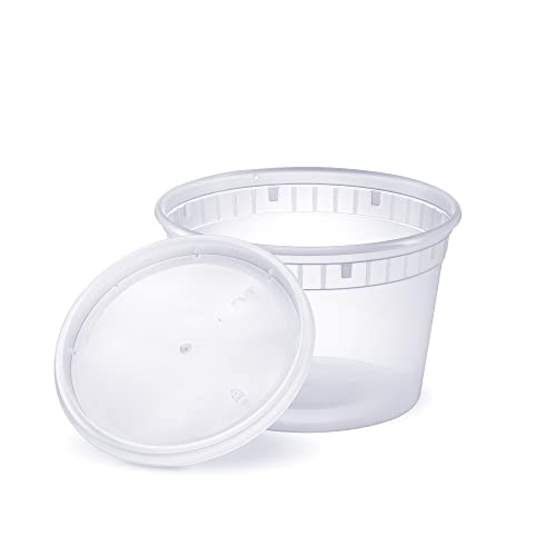 16 oz. Plastic Deli Food Storage Containers with Airtight Lids [48 Sets]