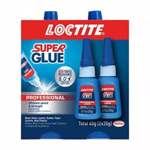 loctite super glue liquid professional, clear superglue for plastic, wood, metal, crafts, & repair, cyanoacrylate adhesive instant glue, quick dry – 0.7 fl oz bottle, pack of 2