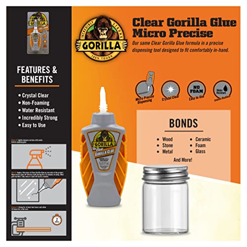 Gorilla Glue Clear Micro Precise, 5 Gram, Clear (Pack of 2)