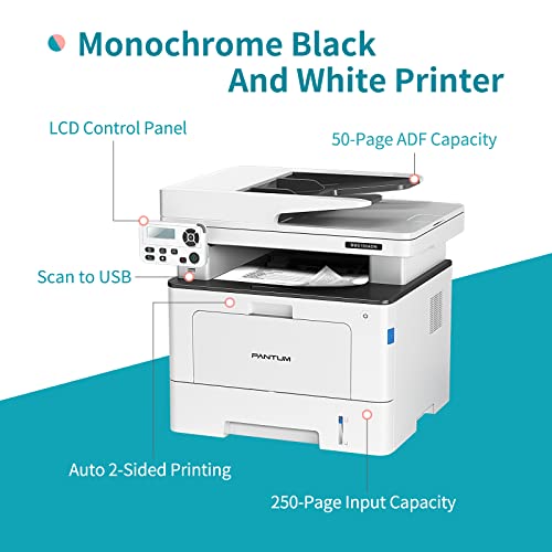 Pantum Laser Printer All in one Monochrome Multifunction Black and White Printer 40ppm,Auto Duplex,Copy＆Scan,Network and USB Only, BM5100ADN