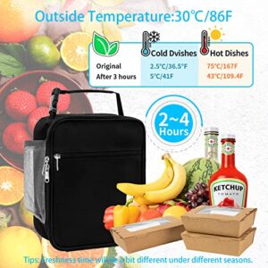 ProCattle Reusable Lunch Box for Men Boys, Small Lunch Bag for Teen/Man/Adult/Student Reusable Portable Lunchbox for Work Office School Picnic-Black