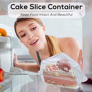 100 Pieces Cake Slice Plastic Containers, 5 Inches Hinged Lid Cheese cake Container, for Home, Bakery and Cafe