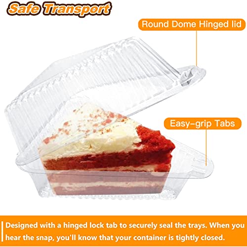 100 Pieces Cake Slice Plastic Containers, 5 Inches Hinged Lid Cheese cake Container, for Home, Bakery and Cafe