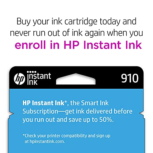 HP 910 Yellow Ink Cartridge | Works with HP OfficeJet 8010, 8020 Series, HP OfficeJet Pro 8020, 8030 Series | Eligible for Instant Ink | 3YL60AN