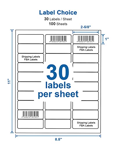 Mailing Address Labels, 1" x 2-5/8" Shipping Address Labels for Inkjet & Laser Printers, 750 Blank POLONO Address Labels Compatible with Avery 5160, 8160 Labels, FBA and SKU Labels, Easy to Peel