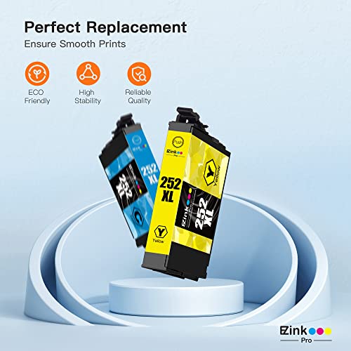 E-Z Ink Pro 252XL Remanufactured Ink Cartridges Replacement for Epson 252 T252 XL for Workforce WF-7720 WF-3640 WF-7710 WF-3620 WF-7210 WF-7110 WF-7610 WF-7620 (2 Black 1 Cyan 1 Magenta 1 Yellow)