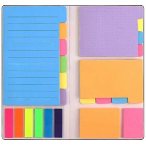 sticky notes set, divider self-stick notes pads bundle with bookmark index for planner bullet journaling notebook textbook calendar, school home office supplies. 402pcs divider sticky notes