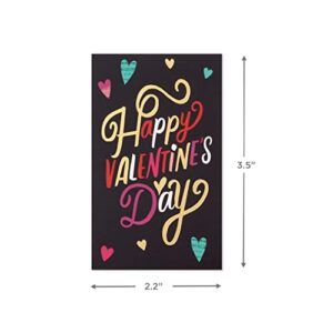 Hallmark Kids Mini Valentines Day Cards Assortment, 18 Classroom Cards with Envelopes (Gold Foil Happy Hearts)