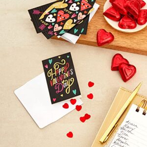 Hallmark Kids Mini Valentines Day Cards Assortment, 18 Classroom Cards with Envelopes (Gold Foil Happy Hearts)