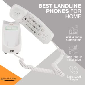 Landline Phones for Home - Telephones for Hearing Impaired - Corded Phone for Seniors - Retro Phone - Improved Version of The 1965 Landline Phone - Analog Phone - Big Button, iSoHo Phones (White)