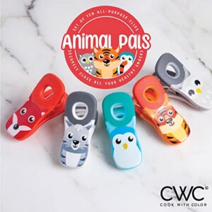 COOK WITH COLOR Cute Magnetic Bag Clips - 10 Pc. Set of Chip Clips and Snack Clips with Printed Designs- Kitchen and Food Bag Clips for Airtight Seal for Food Storage (Animal Pals)