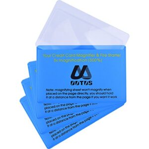outus 4 pack plastic reading magnifier lens credit card size magnifier wallet pocket lens firestarter (300% magnifier lens)