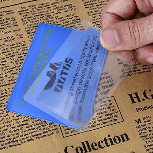 Outus 4 Pack Plastic Reading Magnifier Lens Credit Card Size Magnifier Wallet Pocket Lens Firestarter (300% Magnifier Lens)