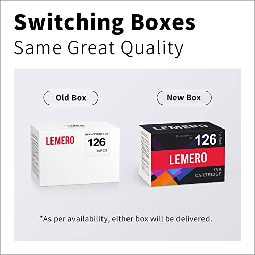 LEMERO Remanufactured Ink Cartridges Replacement for Epson 126 T126 to use with Workforce 545 845 630 645 840 633 635 520 WF-3520 WF-3540 Stylus NX430 (10 Pack)