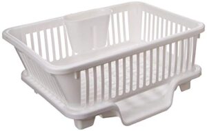 basicwise plastic dish rack with drain board and utensil cup