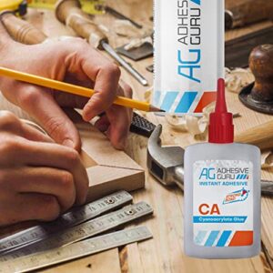 Adhesive Guru CA Glue with Activator Woodworking (1.7 oz - 6.76 fl oz) Ca Glue for Woodworking, Cyanoacrylate Glue and Activator
