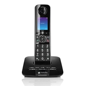 motorola voice d8711 cordless phone system w/digital handset + bluetooth to cell, answering machine, call block – black