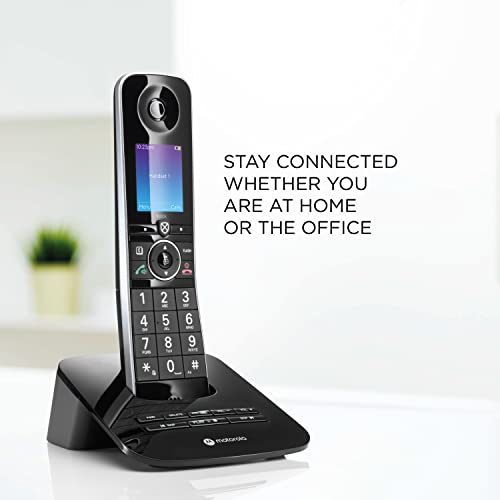 Motorola Voice D8711 Cordless Phone System w/Digital Handset + Bluetooth to Cell, Answering Machine, Call Block - Black