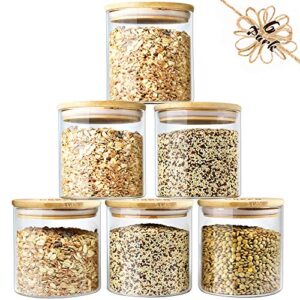 urban green glass jars with bamboo lids, glass airtight canisters sets, glass food storage container, pantry organization and storage jars, kitchen canisters sets, spice jars, flour containers of 6