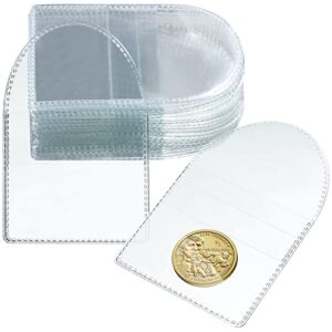 50 pcs single pocket coin sleeves collectors individual clear plastic sleeves holders small coin holders plastic coin pouch single coin protector for coins jewelry and small items storage (2.2 inches)