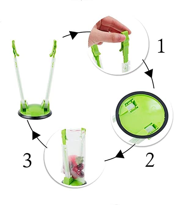 Baggy Rack Hands-Free Clip Food Storage Freezer Baggy Holder,Bag Holder For Plastic Bags Stand