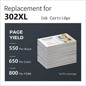 LemeroSuperx 302XL Remanufactured Ink Cartridge Replacement for Epson 302XL 302 T302XL Work for Expression Premium XP-6000 XP6000 XP-6100 XP6100 (5-Pack) XP-6100 Ink Cartridges