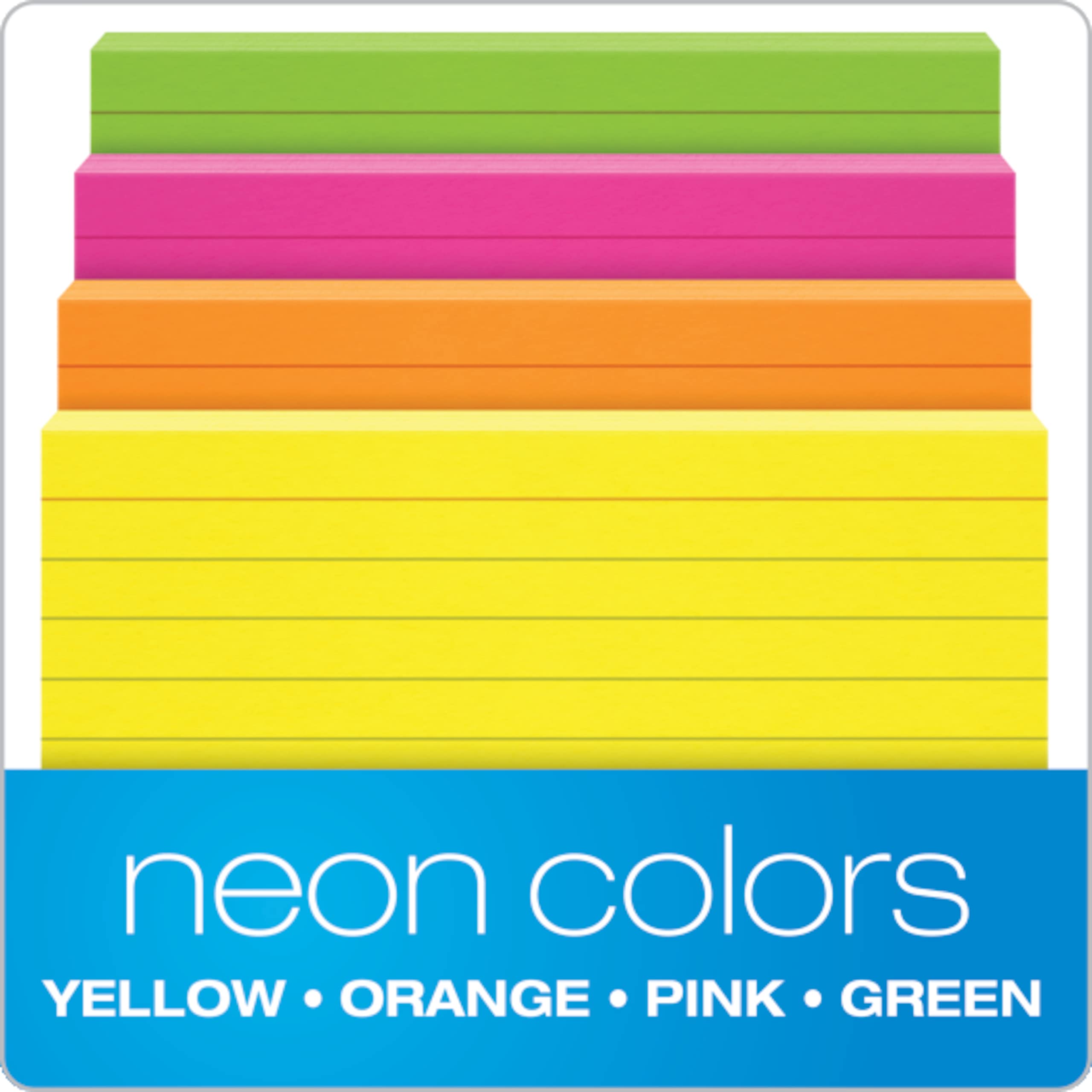 Oxford Neon Index Cards, 3" x 5", Ruled, Assorted Colors, 300 Per Pack (81300EE)