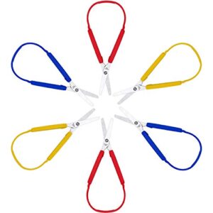 Loop Scissors Colorful Grip Scissors Loop Handle Self-Opening Scissors Adaptive Cutting Scissors for Children and Adults Special Needs, 8 Inches (Yellow, Red, Blue, 3 Packs)
